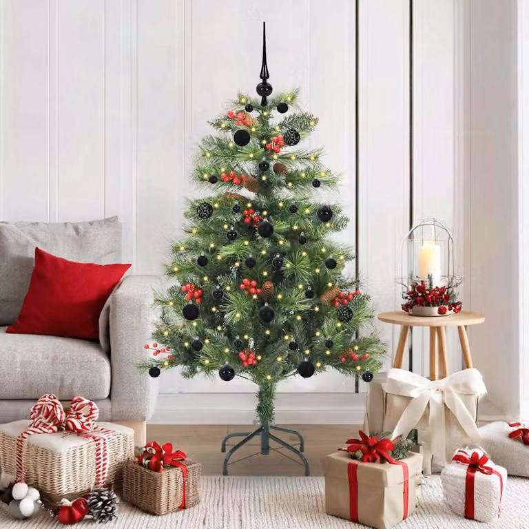 Maison Exclusive - Albero di Natale artificiale con 150 luci a LED, luce bianca calda, realizzato in PVC e metallo