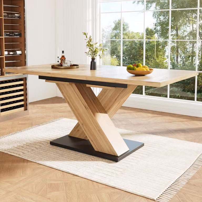 Tavolo allungabile, dimensioni da 119 a 158,5 cm, in MDF, finitura naturale, ideale per cucina e soggiorno