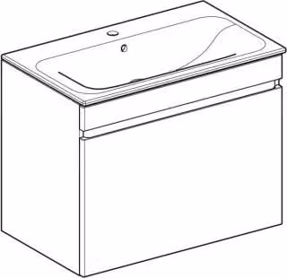 Geberit set lavabo Renova Plan 80x62,2x48cm, corpo noce, WT bianco