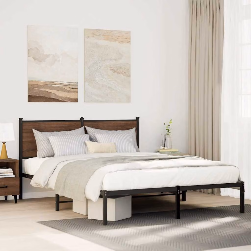 vidaXL Giroletto in Metallo Rovere Marrone L: 142 cm, P: 196 cm
