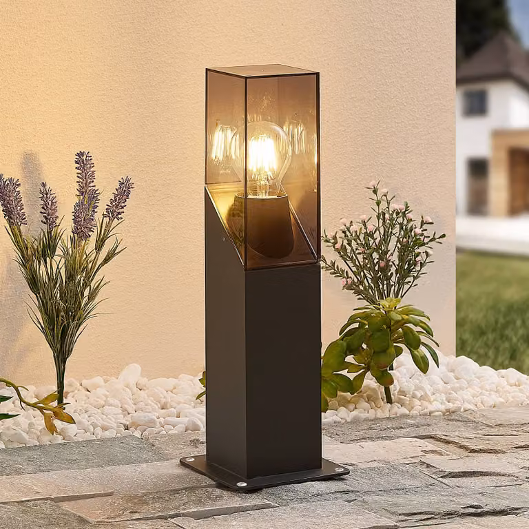 Lampione da giardino Fiola Lucande, dimmerabile, Nero, Alluminio, Moderno, Lampada da esterni
