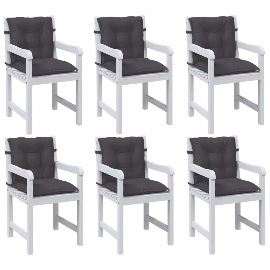 Set di 6 cuscini per sedia schienale basso vidaXL, colore antracite mélange, L 100 cm x P 50 cm x H 7 cm, in poliestere resistente ai raggi UV
