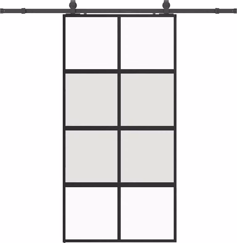 Porta Scorrevole Ferramenta Nera 102,5x205 cm Vetro Temperato