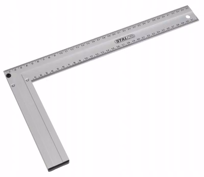 Squadra da falegname in alluminio da 350 mm con scala graduata, angoli di battuta a 45°/90° per lavori in legno