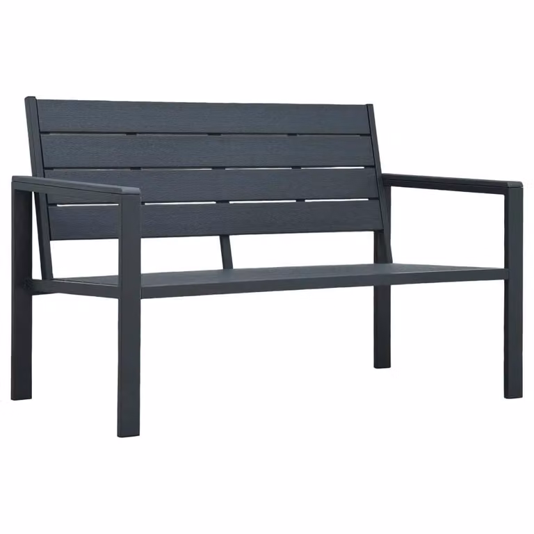 The Living Store Panca da giardino 120 cm HDPE Grigio effetto legno