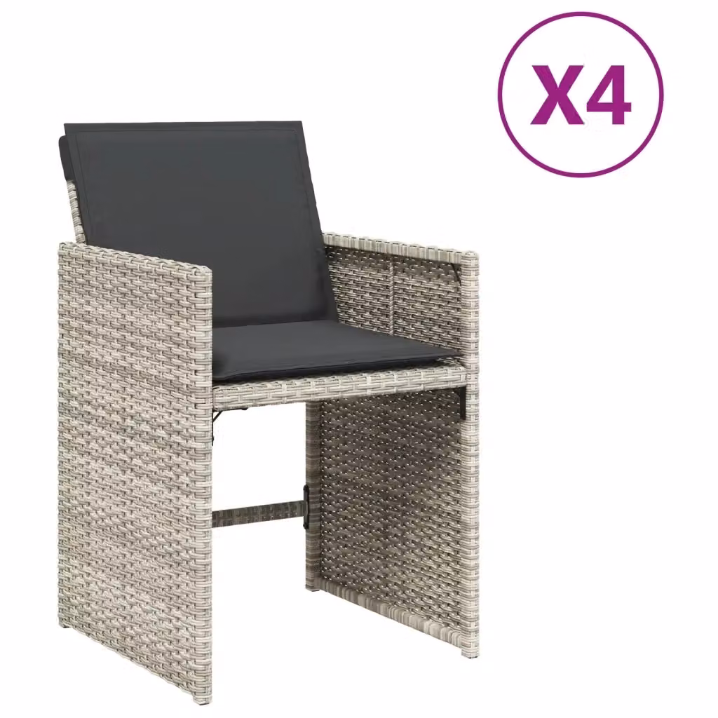 Set di 4 sedie da giardino con cuscini vidaXL in polyrattan grigio antracite con braccioli – 2