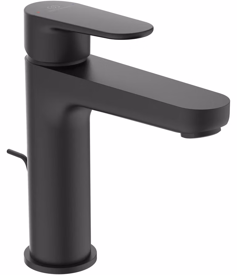 Miscelatore per lavabo, modello grande, monoblocco, in ottone, finitura nero opaco, portata massima di 5 litri al minuto