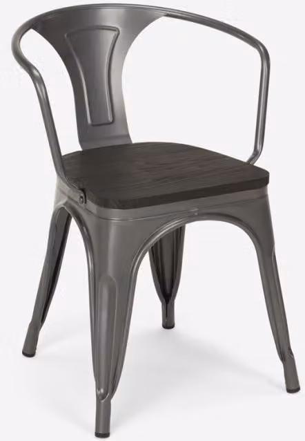 sedie metallo legno sedia stile industriale per bar cucine braccio legno acciaio - Grigio Scuro