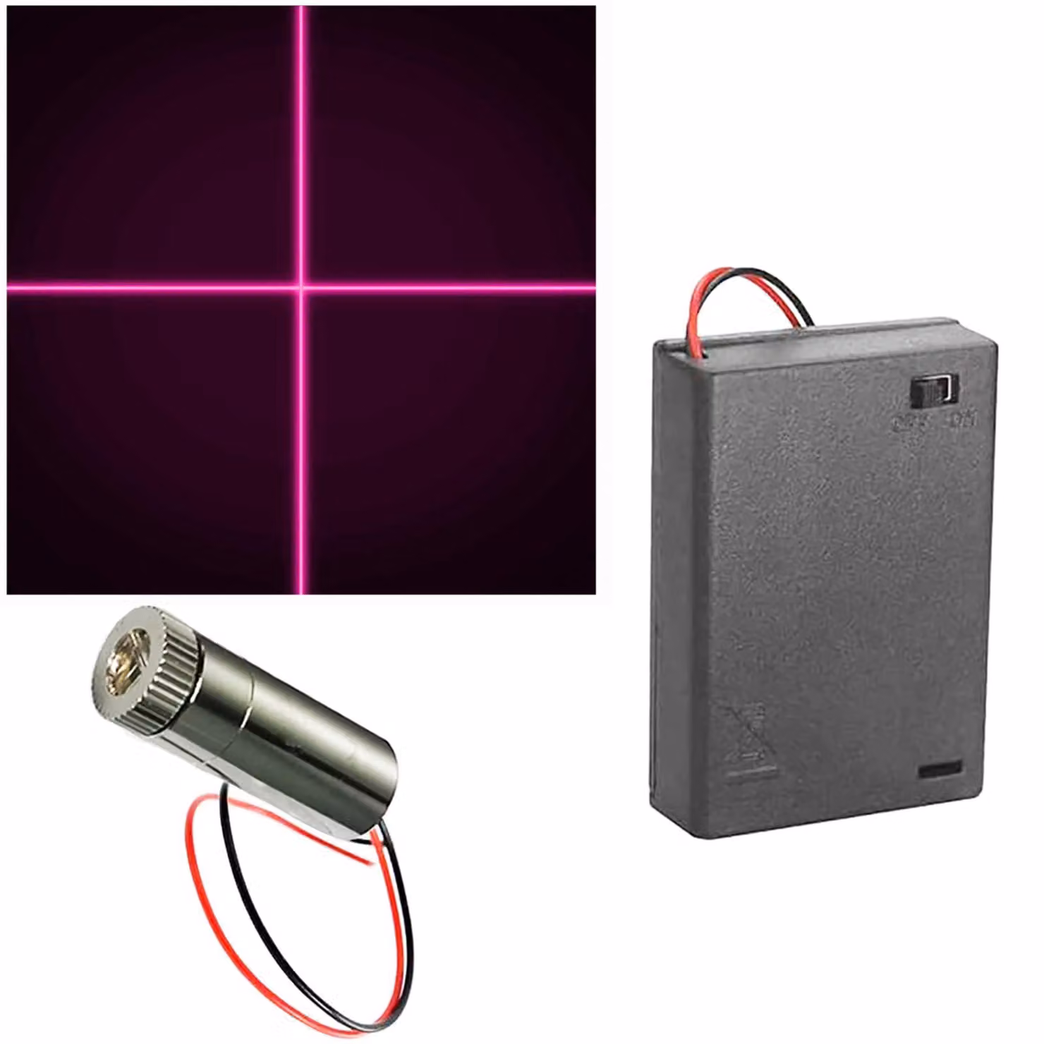 Modulo laser a croce, 405 nm, 3-5V, colore viola, con supporto per batteria