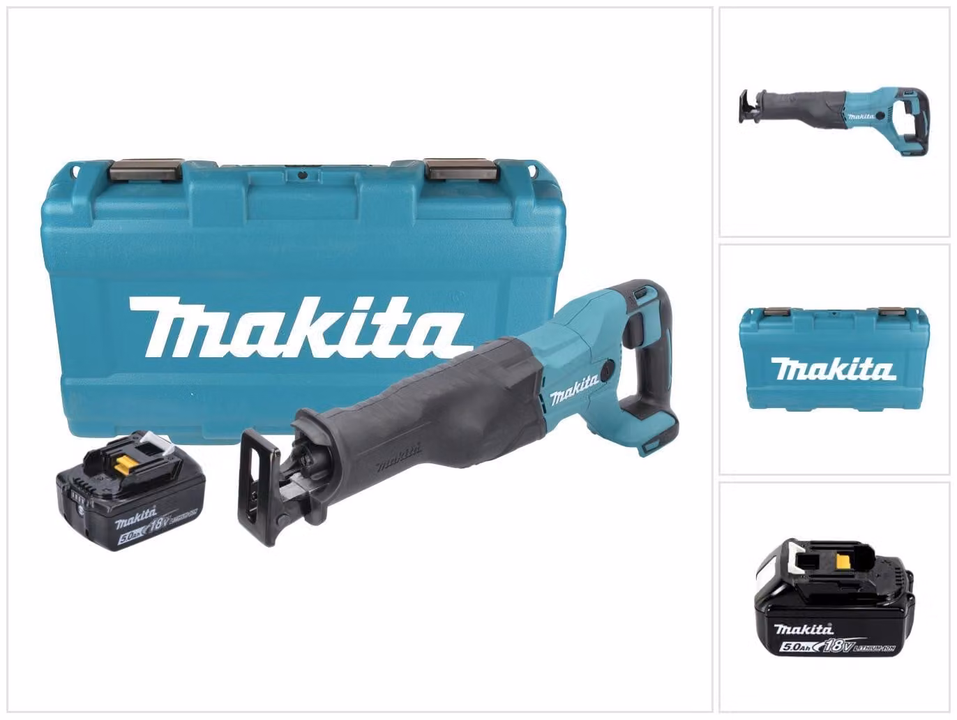 Makita DJR 186 T1K 18 V Seghetto diritto a batteria in valigetta da trasporto + 1x Batteria BL 1850 5,0 Ah - senza caricabatterie