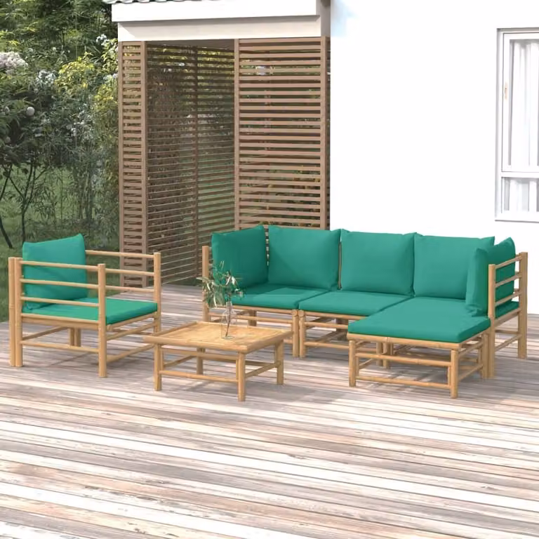 Maison Exclusive - Set da giardino da 6 pezzi con cuscini verdi in bambù