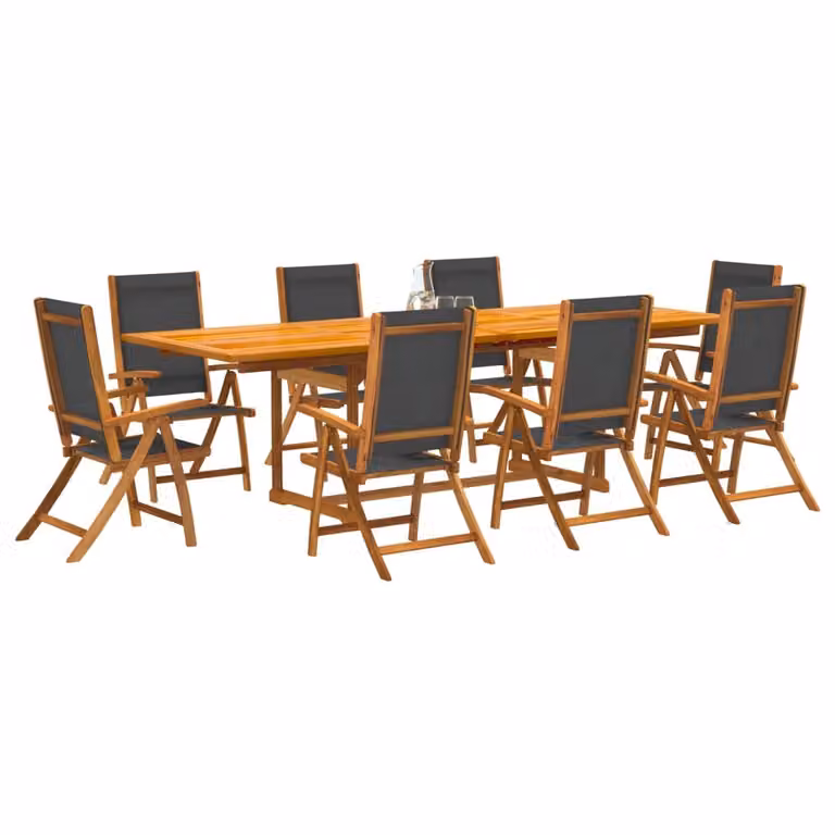 Maison Exclusive - Set da pranzo da giardino da 9 pezzi in legno massello di acacia e Textilene