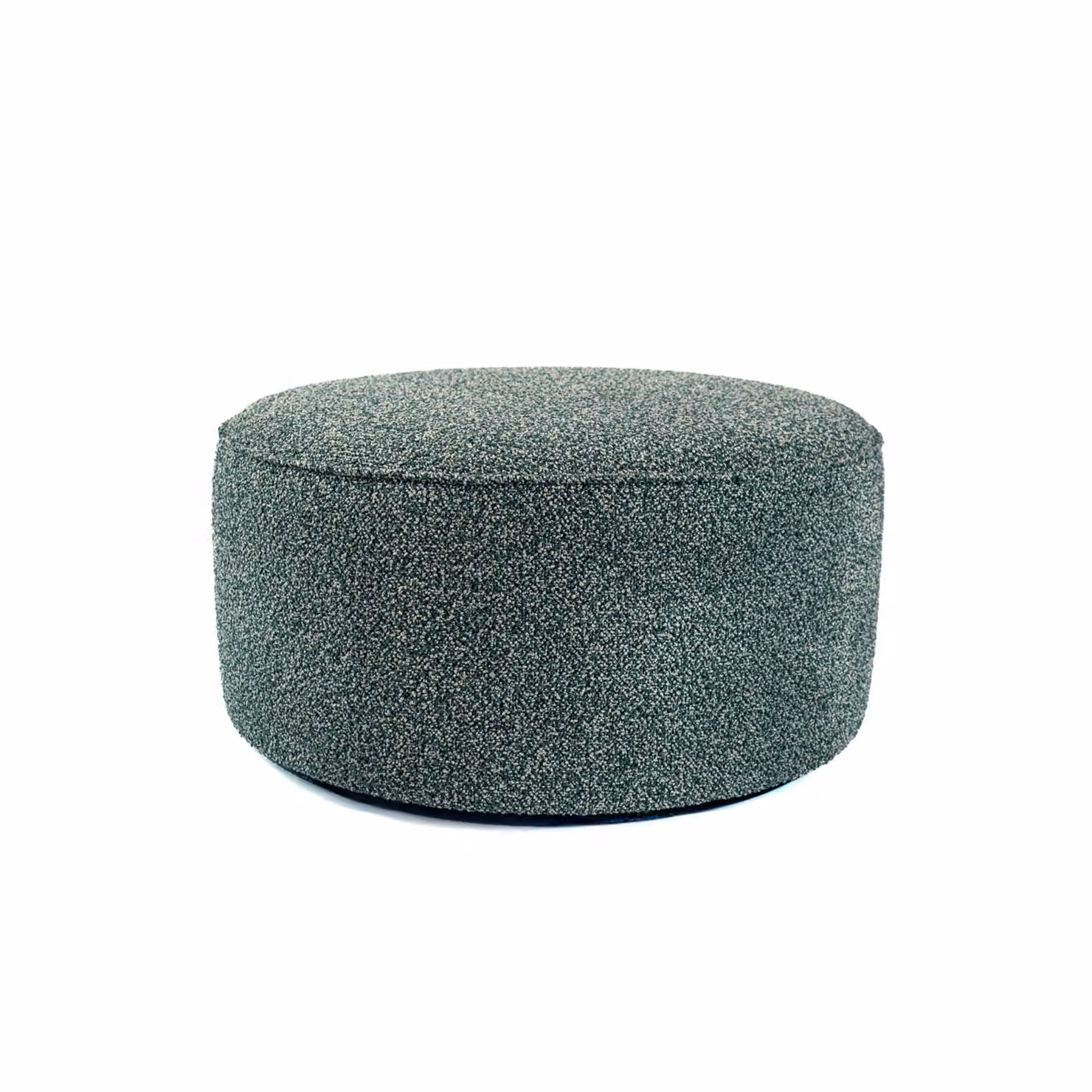 Pouf artigianale di design CAPRI Ø 90 cm Made in Italy in tessuto effetto bouclé oceano con piedini, personalizzabile
