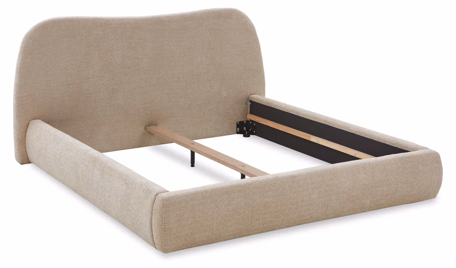 Letto imbottito 160x200 cm, color beige, senza rete e materasso
