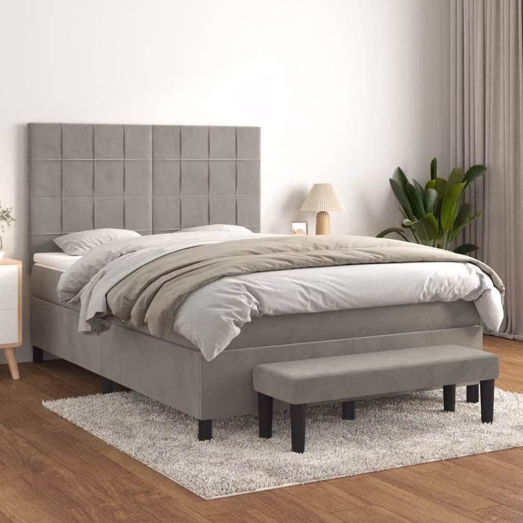 Maison Exclusive - Giroletto a Molle con Materasso Grigio Chiaro 140x190cm Velluto