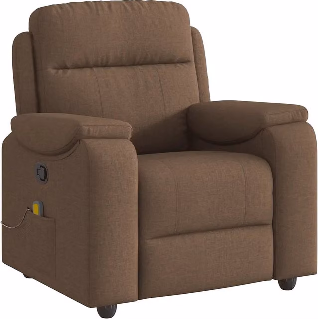 Poltrona Relax Reclinabile Moderna in Tessuto Marrone con Braccioli e Struttura in Legno e Metallo – 1
