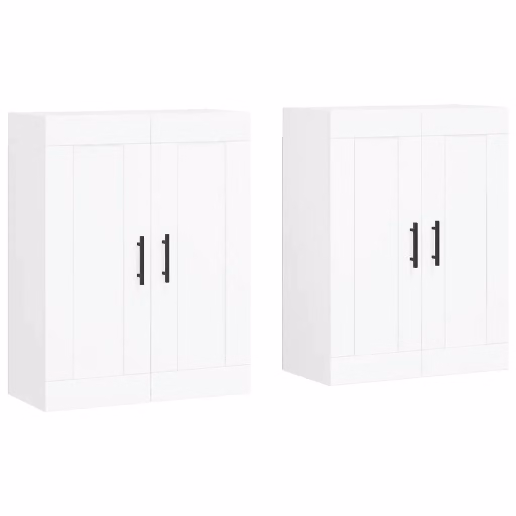 Set di 2 armadietti da parete vidaXL bianchi in legno e metallo per bagno con ante a battente – 2