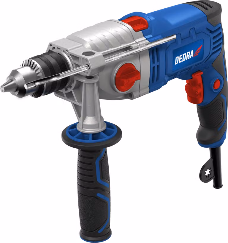 Dedra Ded7961 Trapano A Percussione 1100W, Due Velocità, 0-1200, 0-3200 Giri/Min, Mandrino Da 13 Mm, Corpo In Alluminio
