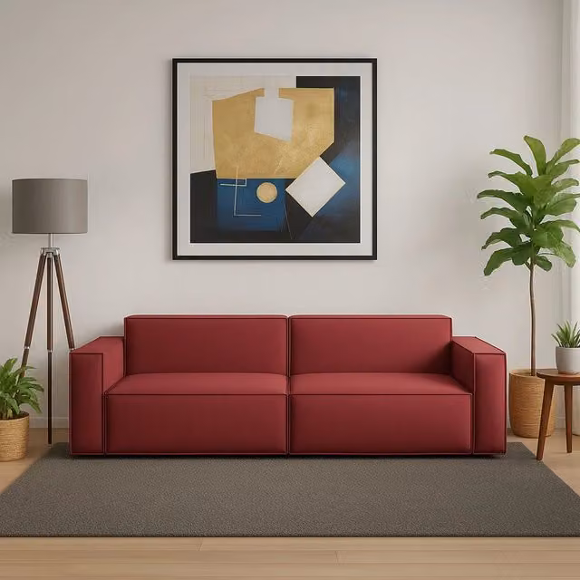 Divano componibile Argo TALAMO ITALIA, Sofà moderno a 3 posti in tessuto rosso con funzione letto, L: 260 cm, P: 95 cm, H: 70 cm – 1