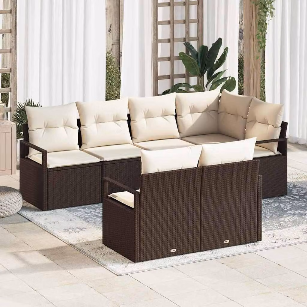 Maison Exclusive - Set di divani componibili, 7 pezzi, color marrone [Materiale sintetico]: rattan sintetico