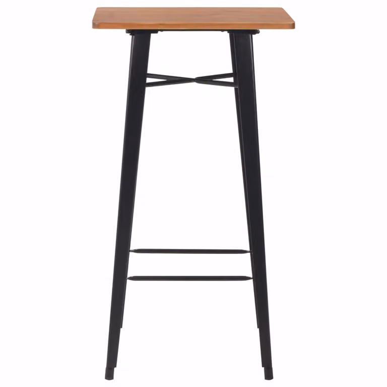 vidaXL Tavolo da bar Nero 60×60×108 cm in legno massello di pino e acciaio