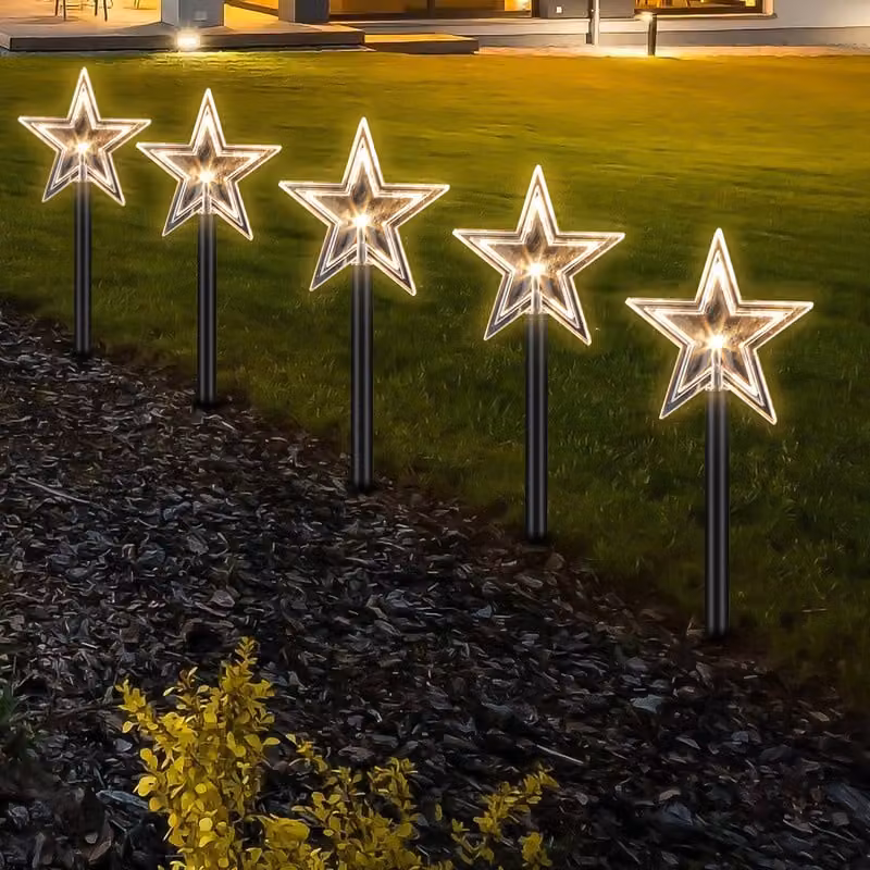 Jopassy LED bastoncini luminosi stelle set di 5 stelle Luci di Natale Albero di Natale LED bastoncini luminosi stelle luci fiabesche