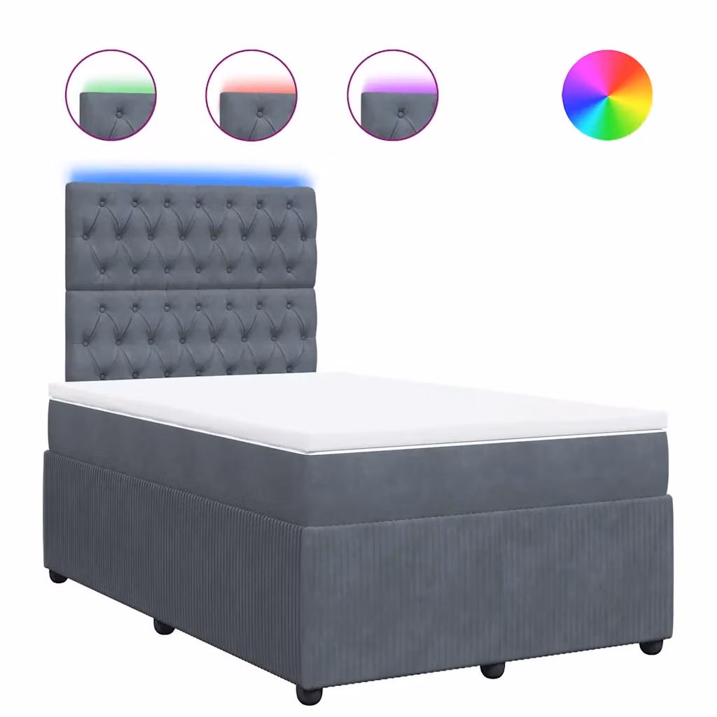 Letto Ibrido con Struttura in Legno di Pino e Rivestimento in Velluto Grigio vidaXL L/P: 120 x 200 cm – 2
