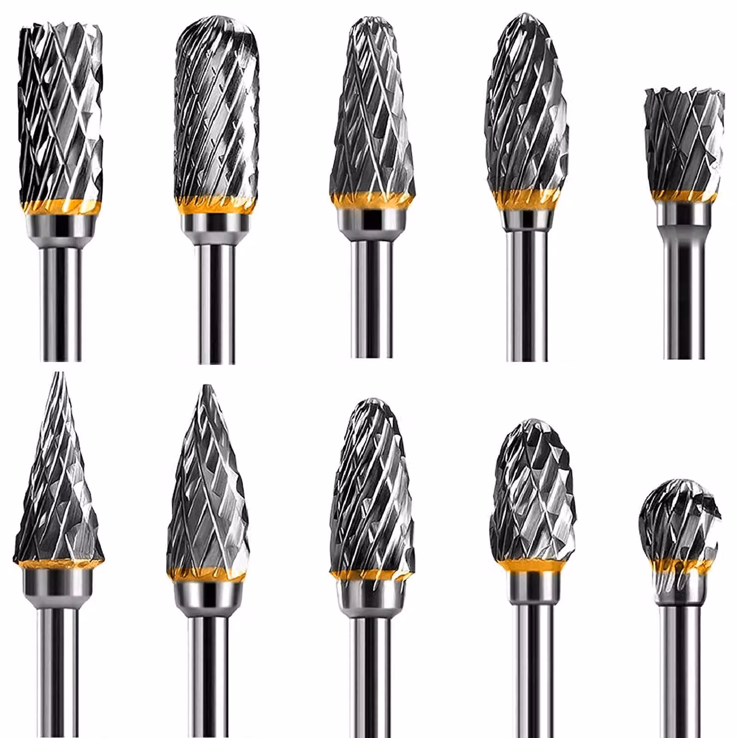 Utensili rotanti per sbavatura in carburo di tungsteno, a doppia faccia, confezione da 10 pezzi, diametro 1/8 di pollice, per legno e