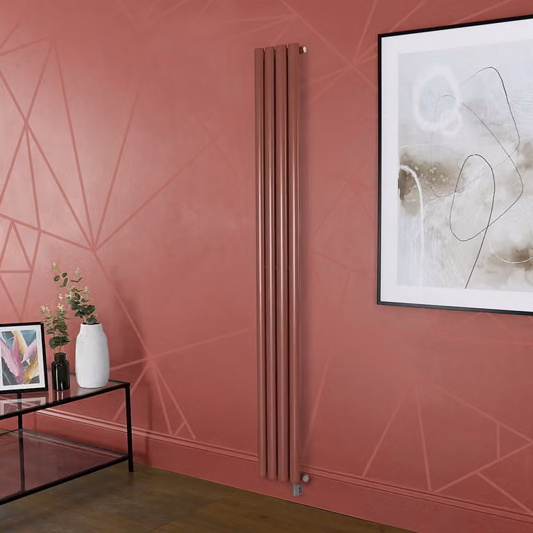 Radiatore Elettrico di Design Verticale Rosso (Booth Red) - Pannello Singolo - 1600mm x 236mm - Senza Termostato - Revive