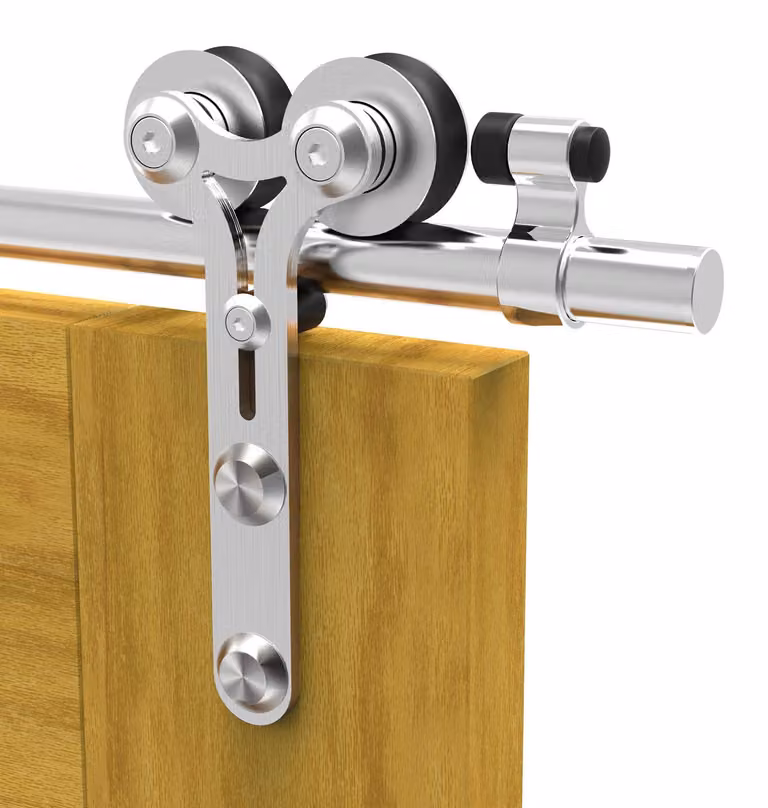 Kit per porta scorrevole, 152 cm, barra in acciaio inossidabile per porte in legno, sistema di scorrimento a "Y"
