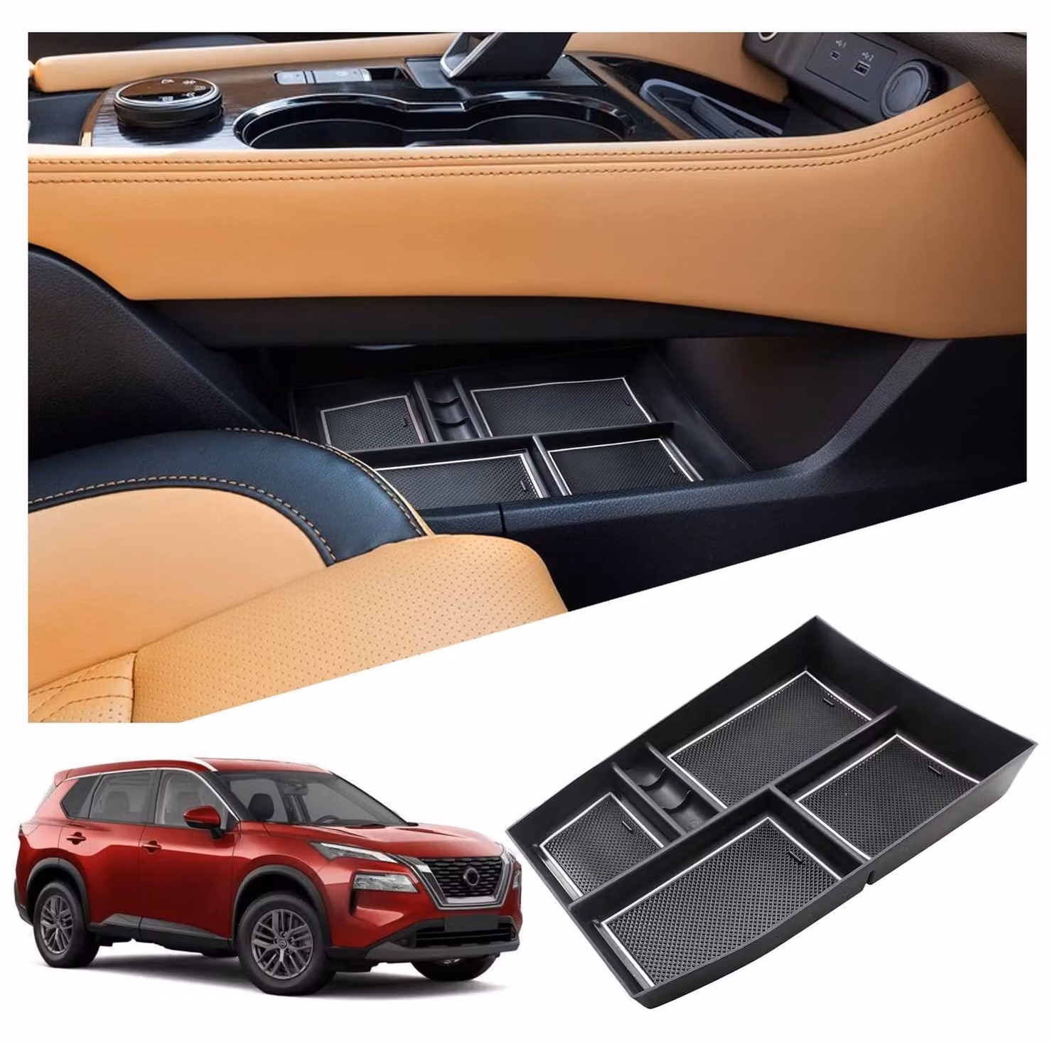 Contenitore portaoggetti per la console centrale, compatibile con Nissan X-Trail T33, modelli dal 2022 al 2026, realizzato in ABS, colore bianco