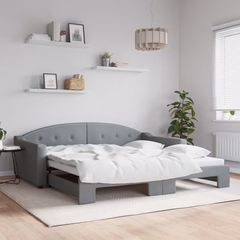 Maison Exclusive - Divano letto estraibile grigio chiaro 100x200 cm in tessuto