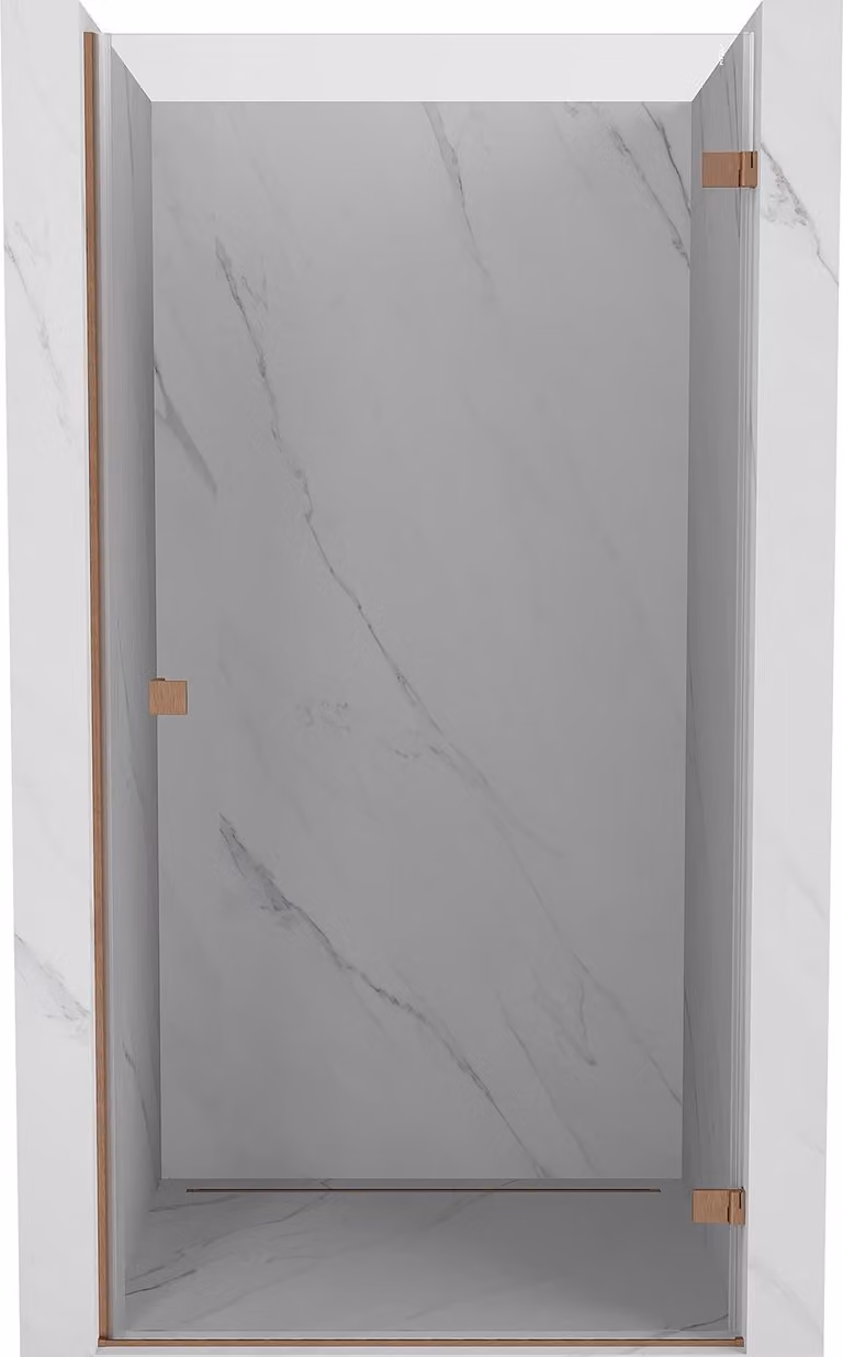 Mexen Lunar-B porta doccia a battente destra 65 cm, trasparente, rame spazzolato - 832-065-000-65-00-P