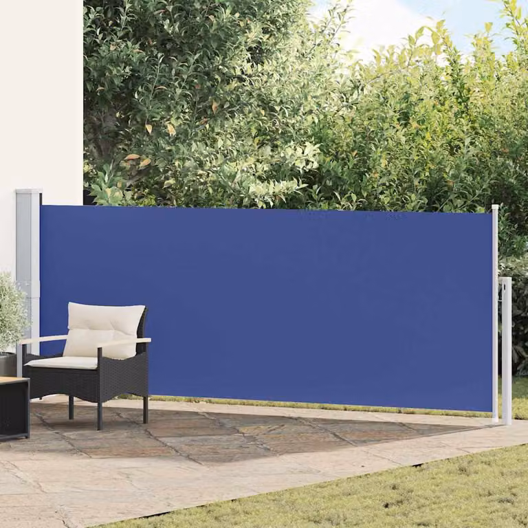 Tenda Laterale Retrattile per Patio vidaXL in Poliestere e Acciaio, Blu, L: 500 cm, H: 140 cm