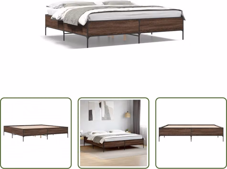 The Living Store Struttura letto in rovere marrone 180x200 cm Materiale legno Metallo