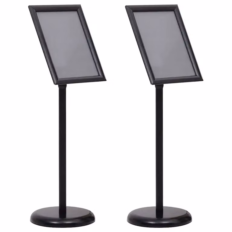 Set di 2 supporti per poster professionali vidaXL in alluminio nero, H: 108 cm, L: 32,7 cm, P: 24 cm