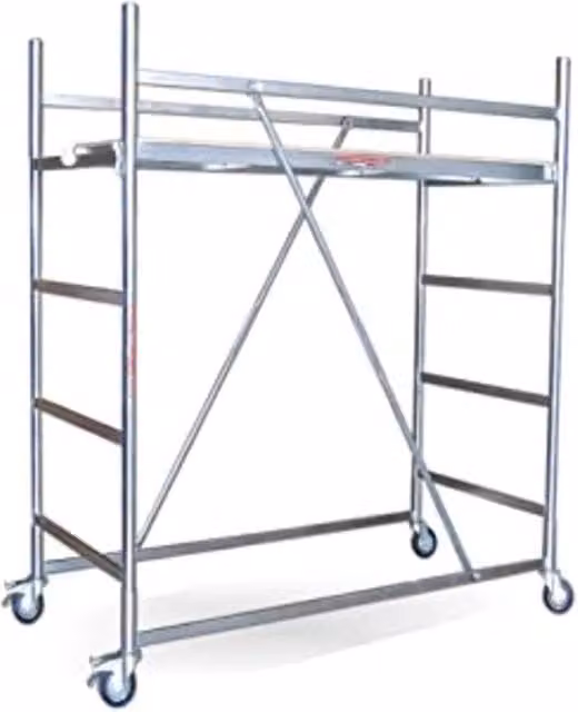 Trabattello tris in acciaio Piscopiello Ponteggi colore argento H: 324 cm, L: 130 cm, P: 80 cm
