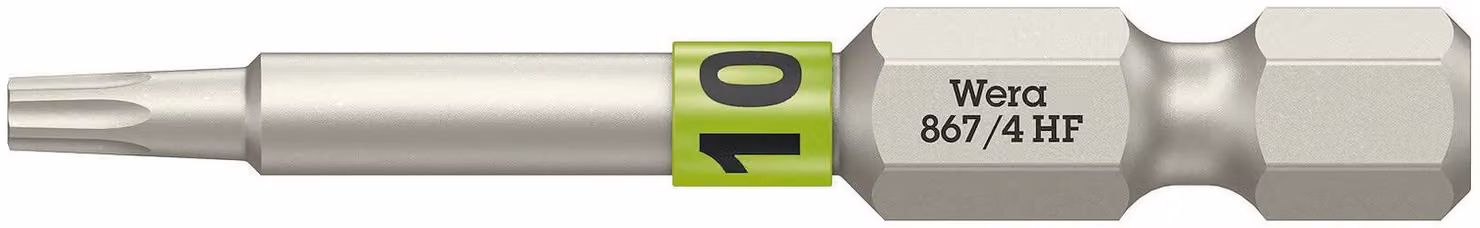Bit 867 TORX® HF 1/4 di pollice TX 10 L.50mm con sistema di codifica a colori WERA