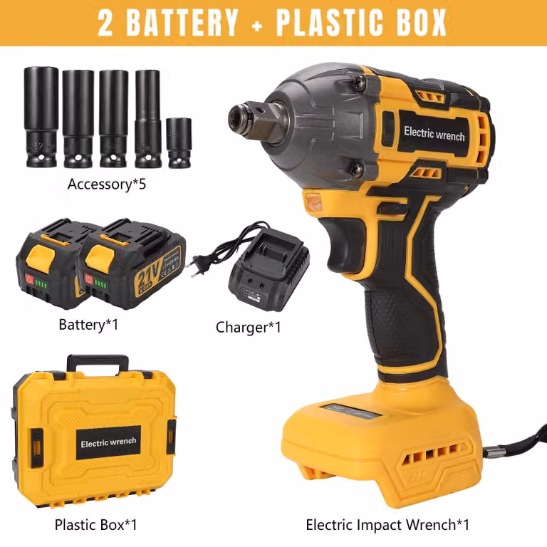 Avvitatore a percussione a batteria - 21 V - Senza spazzole - 800 Nm - Senza filo - Con 2 batterie