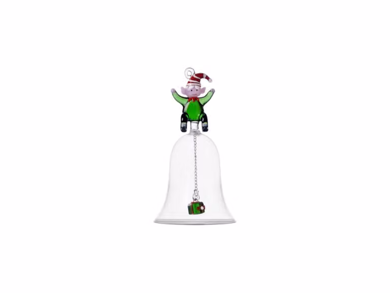 Christmas Tales Oggetto Decorativo Campana - Elfo Verde con Regalo