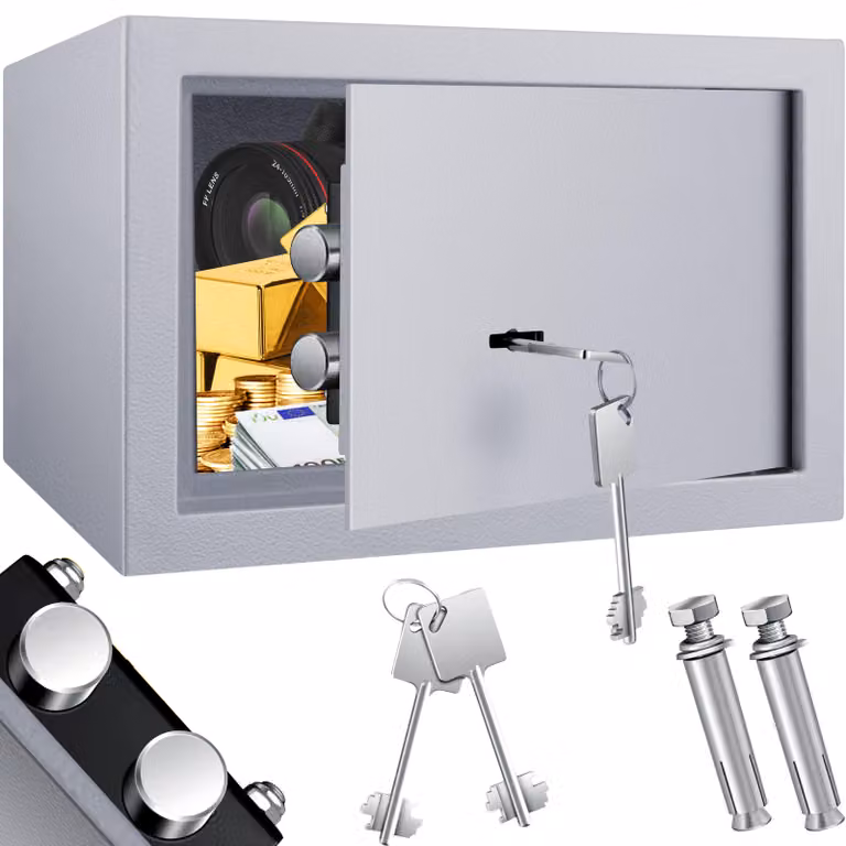 KESSER® Cassaforte da parete per mobili, dimensioni 30x20x20 cm, con serratura a due chiavi, inclusi 2 chiavi e viti di montaggio
