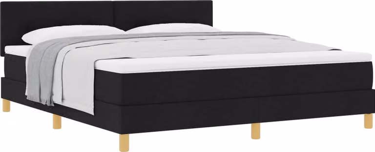Letto boxspring vidaXL con cuscini, nero, 180 x 200 cm, tessuto