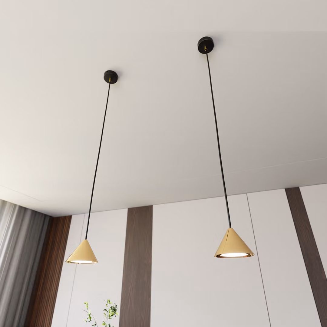 Lampada a sospensione nera piccolo paralume conico oro regolabile ELIT 1xGX53 12W Emibig