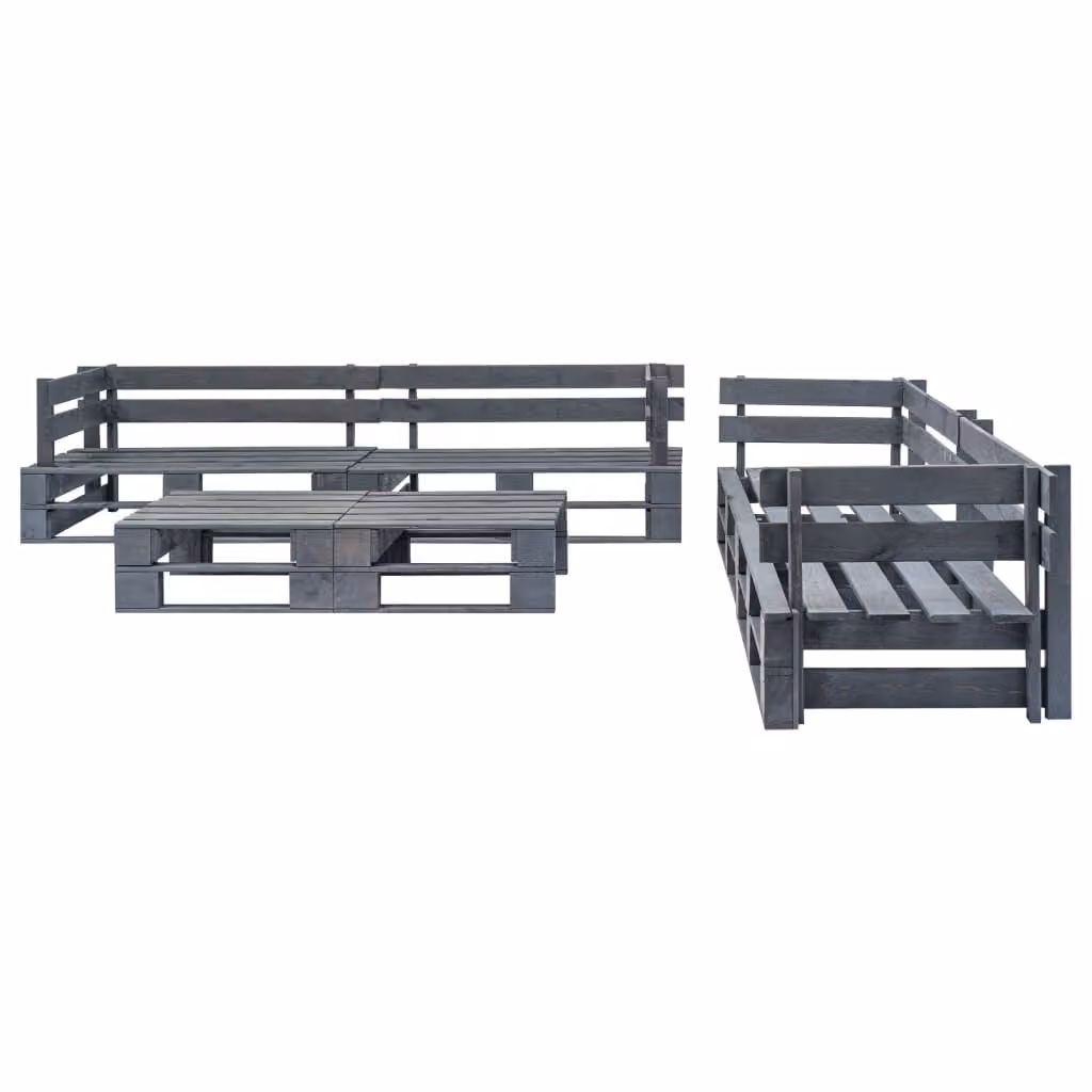 vidaXL Set di divani da giardino a 6 pezzi in legno di pallet grigio