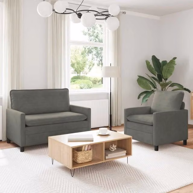 Set di divani 2 pz Grigio Chiaro Tessuto 3417041