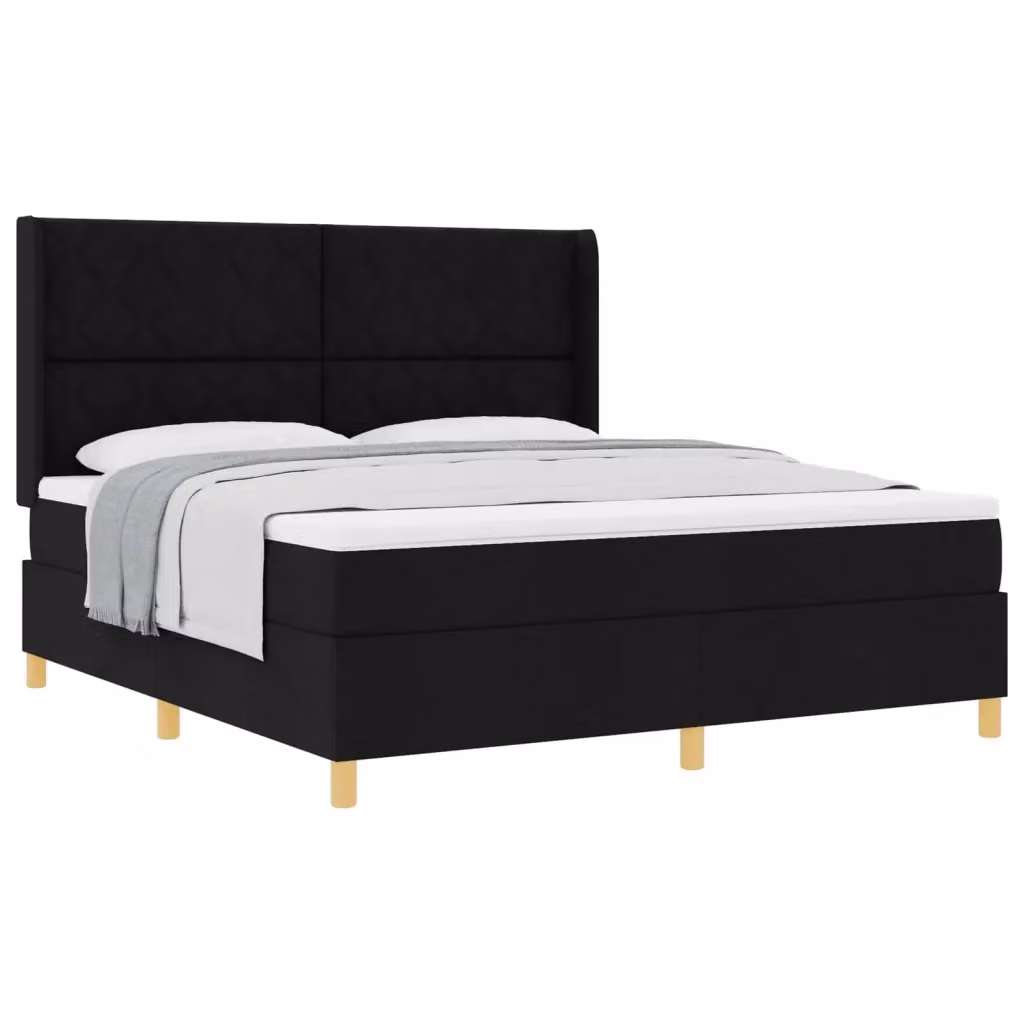 Letto a molle moderno vidaXL con testiera in tessuto nero e dettagli oro, L/P: 180 x 200 cm – 2