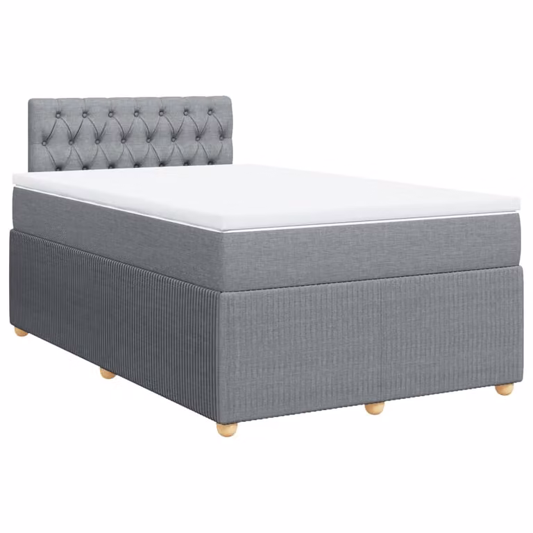 Giroletto a Molle con Materasso Grigio Chiaro 120x190cm Tessuto