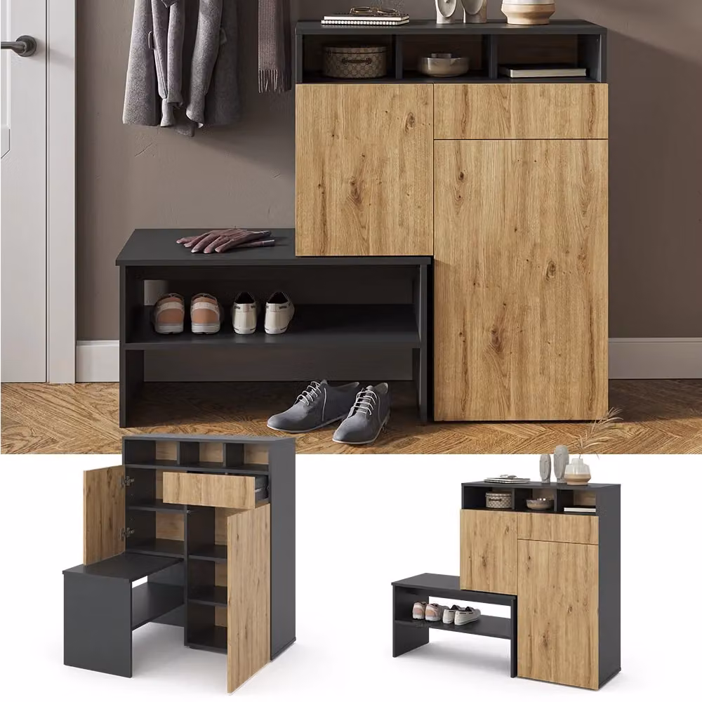 Mobile porta scarpe Selena Vicco Antracite L: 124.5 cm, P: 35.0 cm, H: 102.0 cm – 2