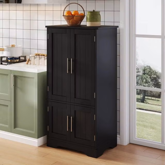Credenza moderna in MDF nero con illuminazione integrata e ripiani interni L/P/H: 120 x 40 x 60 cm – 1
