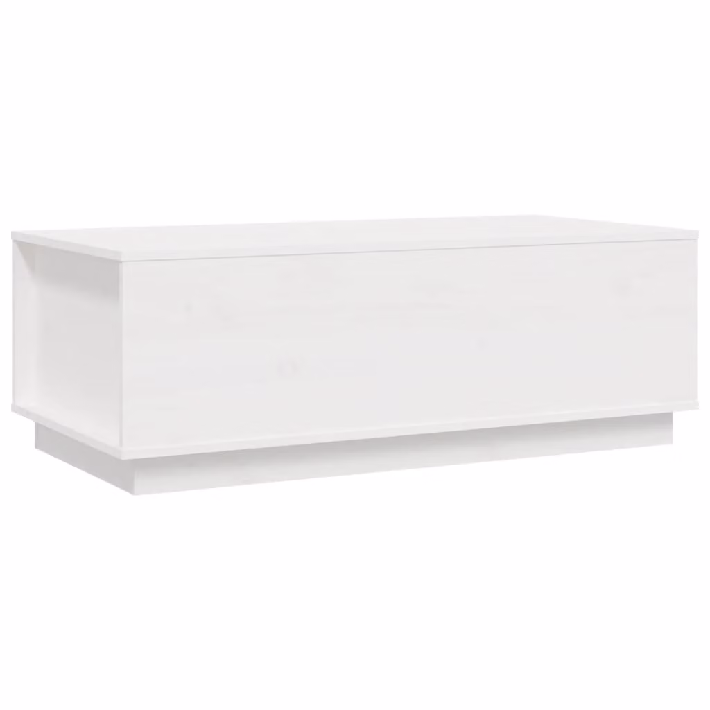 Tavolino da Salotto Bianco 100x50x35 cm Legno Massello di Pino
